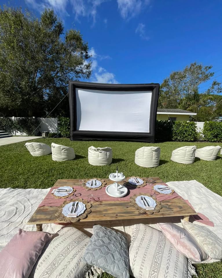 Backyard Movie Night Setup