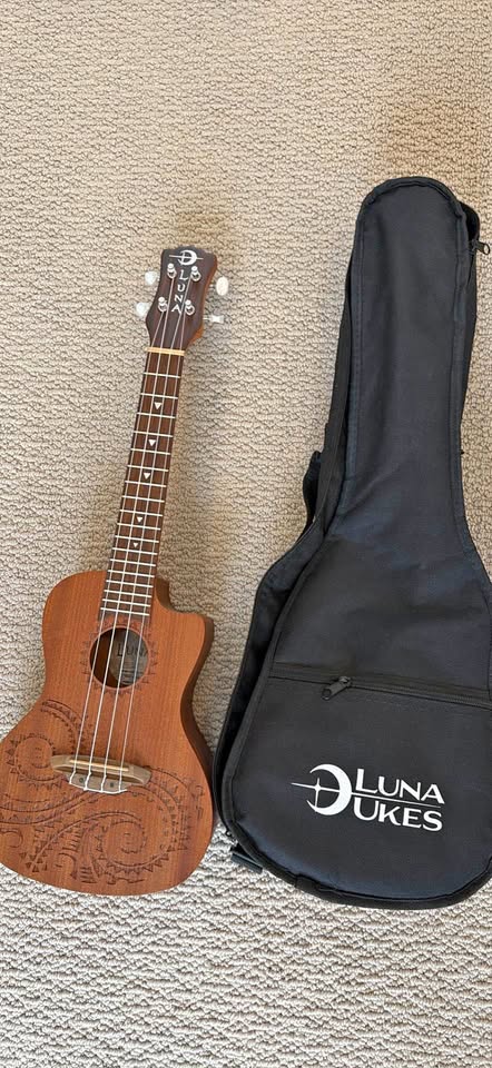 Luna Tattoo Concert Ukulele with Gig Bag