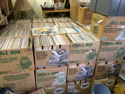 Crate of Vinyl Records