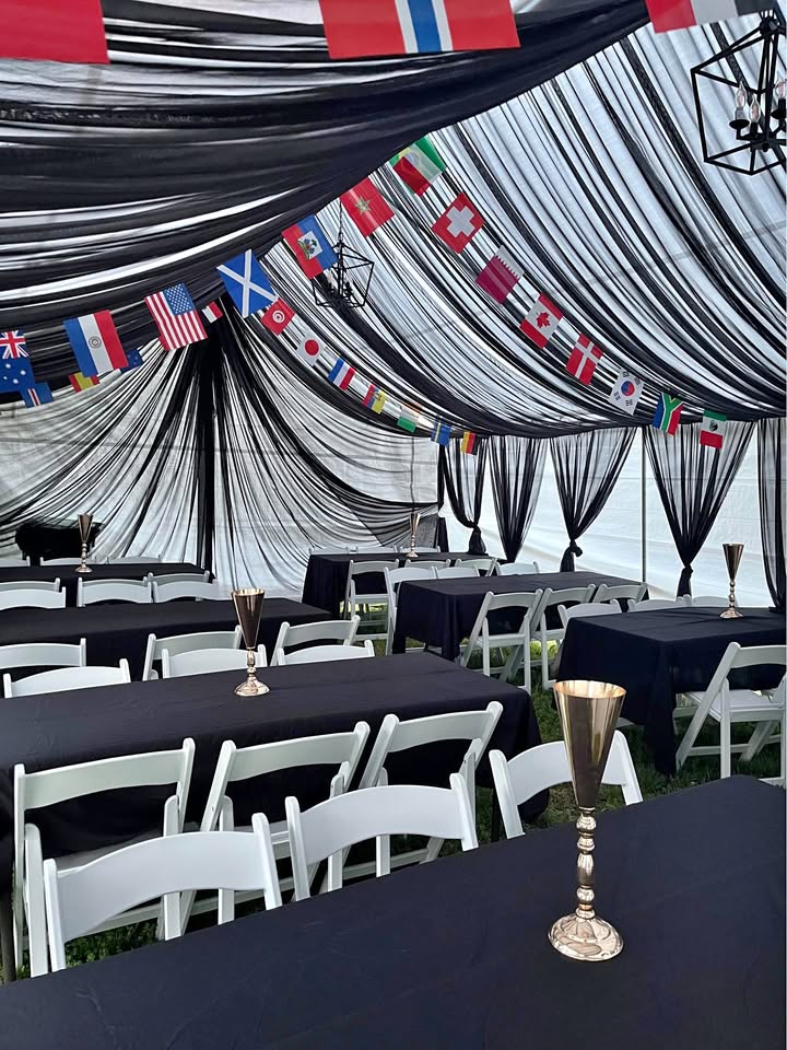 Tent, Tables, and Chairs for 48 with Lighting