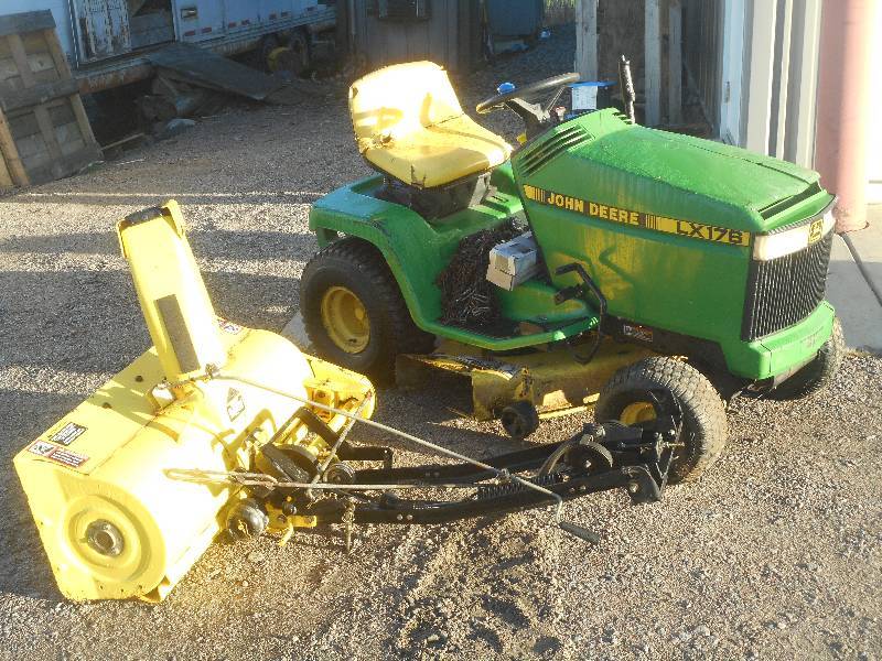 John Deere LX176 with Snow Thrower and Mower Deck
